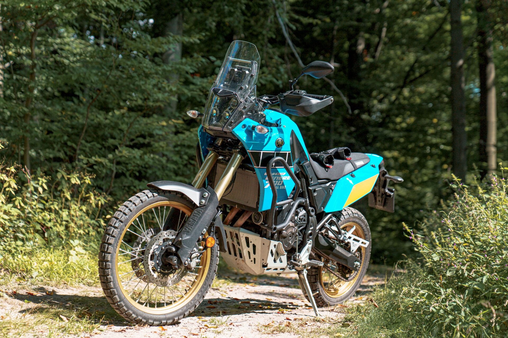 Enduro motorcycle in forest