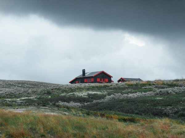 Traditional black Norwegian houses