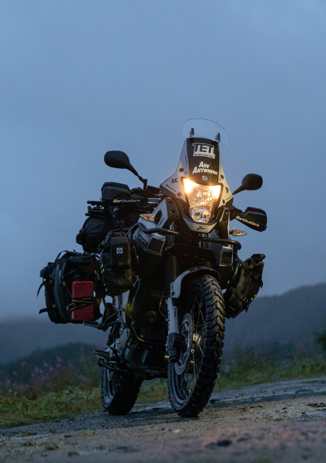 Motorcycle in rain