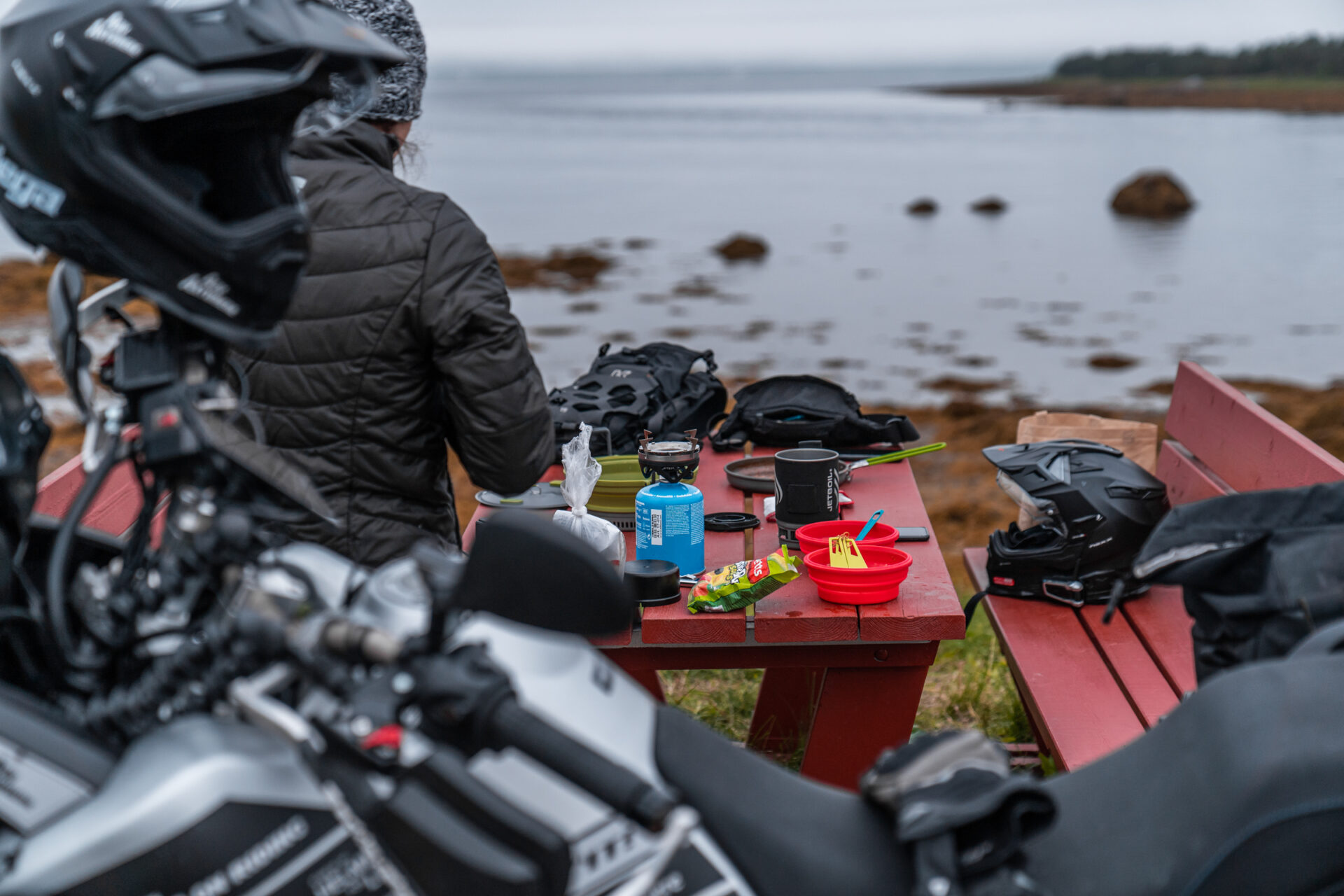 food during a motorcycle trip