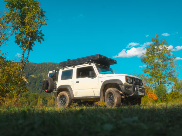 Suzuki Jimny offroad setup with rooftop tent